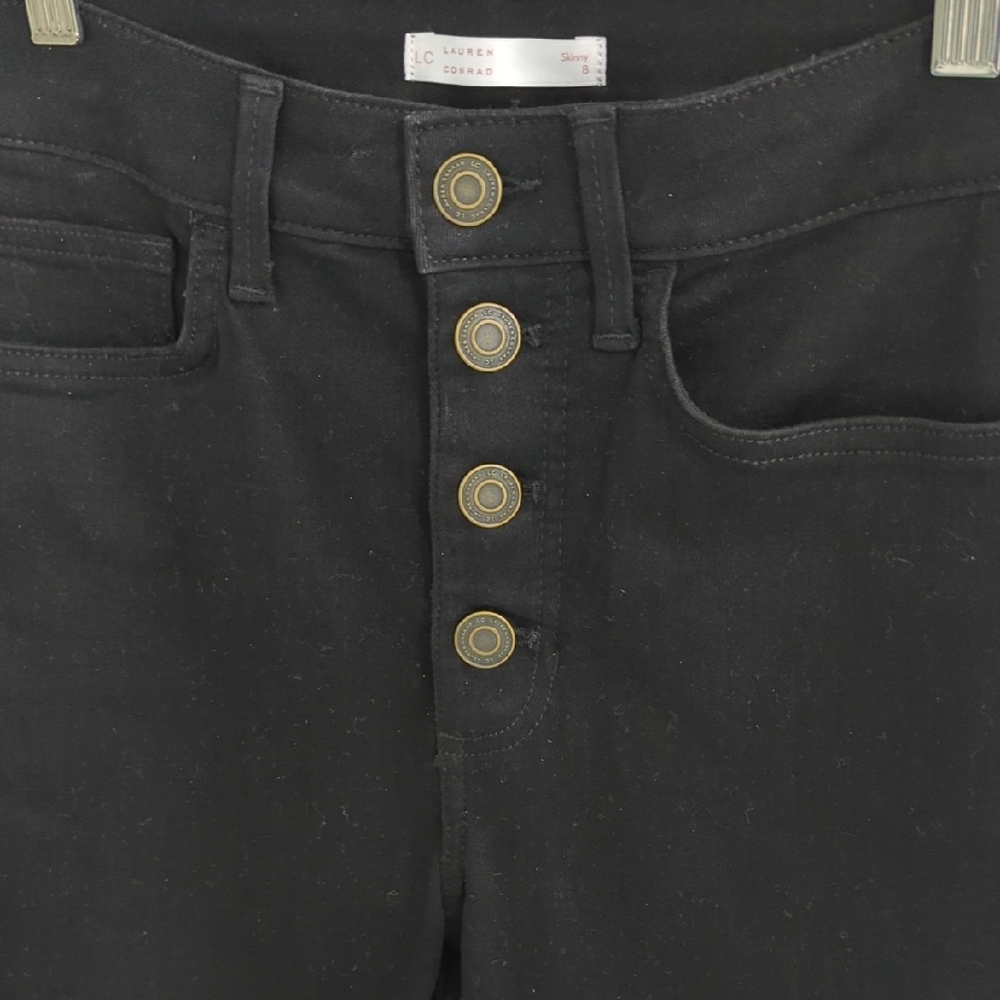 LC Lauren Conrad Black Button-Fly Jeans